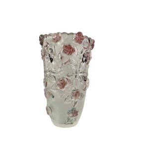 MIKASA Vintage Flower Vase Glass Bella Rosa Pink Frost Glass Germany